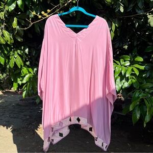 VALIMARE pink mauve draped cape coverup kimono beach boho bohemian‎ caftan